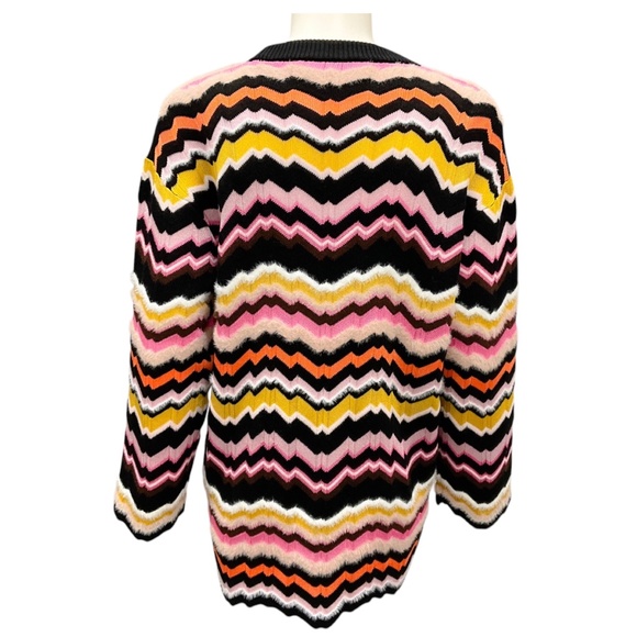 MISSONI BLACK / PINK MULTI 2024 CHEVRON ZIG ZAG KNIT OVERSIZED CREWNECK PULLOVER - Picture 3 of 5